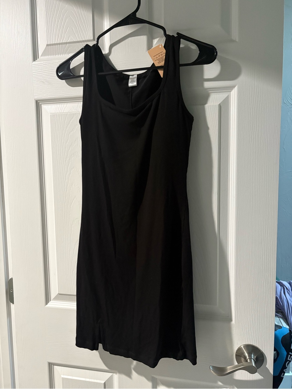 Sleeveless Black Mini Dress with Cowl Neck